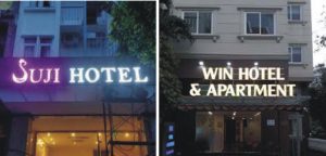 biển quảng cáo khách sạn Hotel chữ nổi gắn LED 